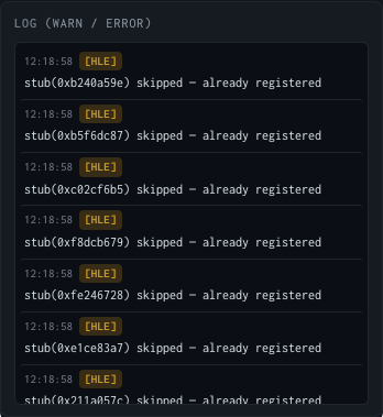 The Logs section of the debug panel