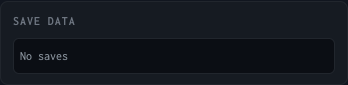 The Save Data section of the debug panel